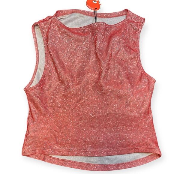 CIDER Women’s Red Glitter Ruched Asymmetrical Sleeveless Tank Top Size Small NWT - Picture 4 of 8